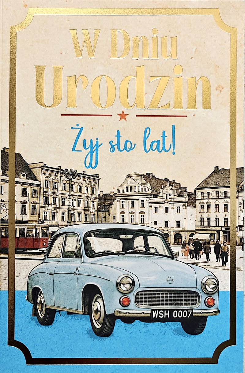 302 JCX Kartka na urodziny PRL „Syrena”