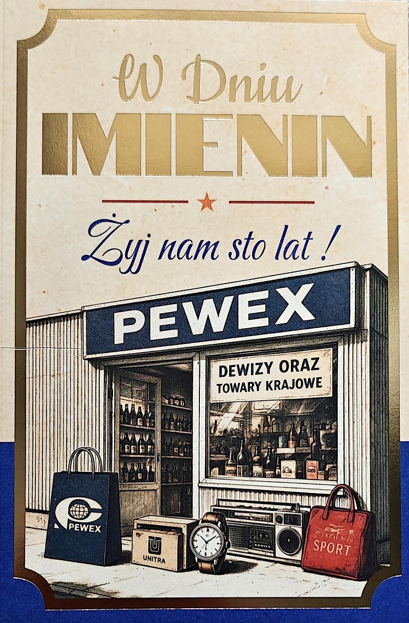 309 JCX Kartka na imieniny PRL „Pewex”